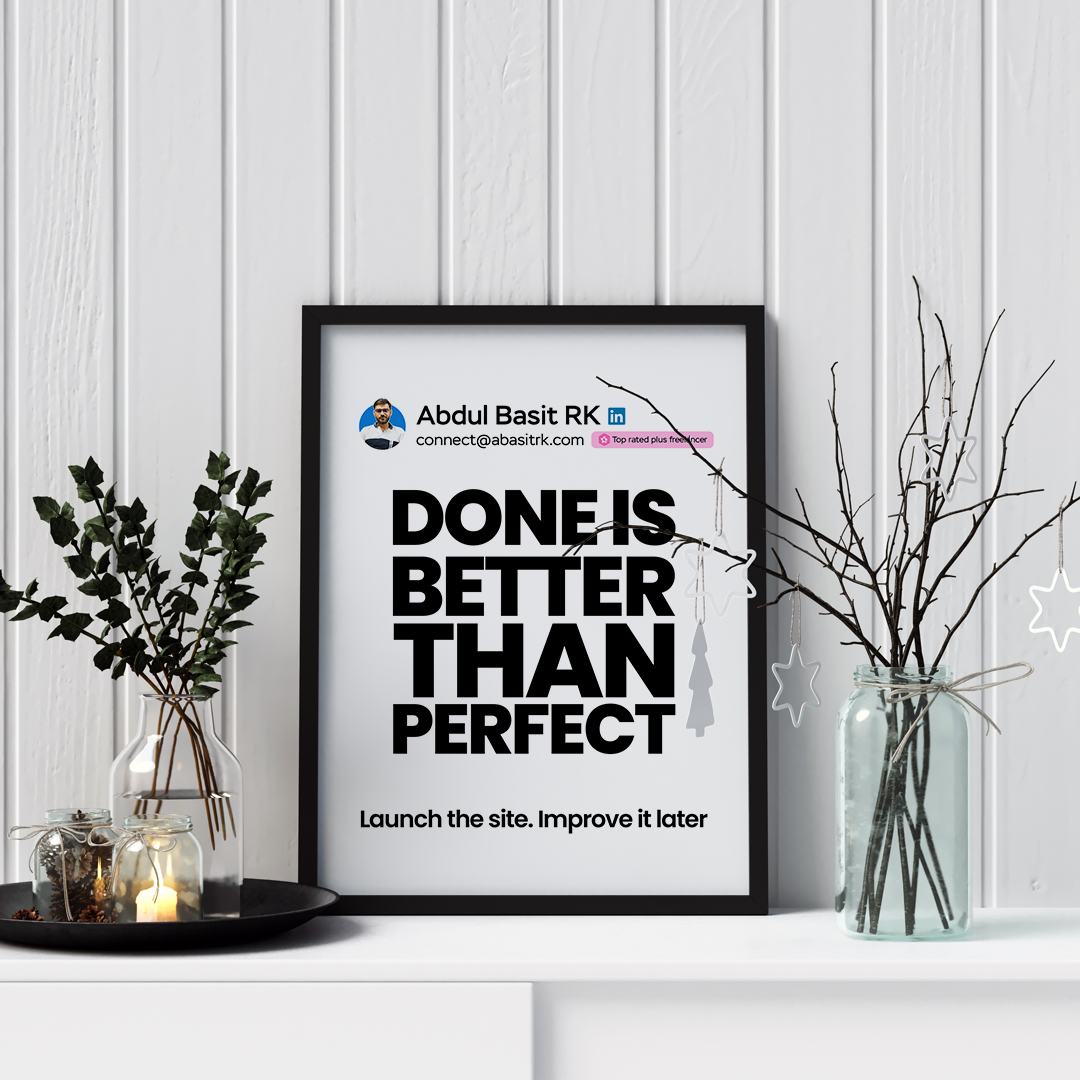 Motivational quote image with text 'Done is Better than Perfect' encouraging productivity, time management, and overcoming perfectionism in personal growth and business